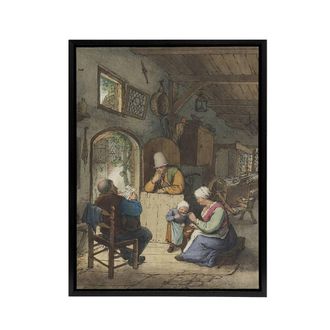 Artery8 Cornelis Ploos van Amstel Newspaper Reader Framed Canvas Art Print | Size: W24 x H32