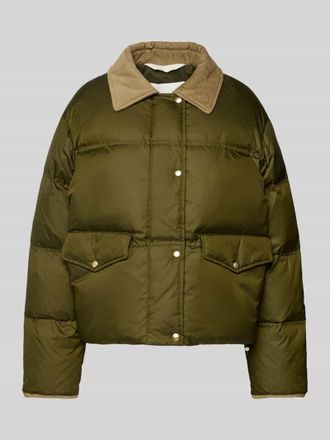 Marc O'Polo Regular Fit Daunenjacke mit Umlegekragen aus Cord in Khaki, Gr&ouml;&szlig;e 40