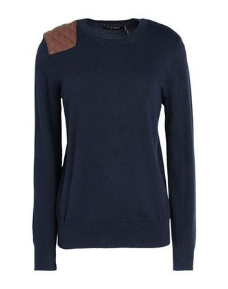 Ralph Lauren FAUX-LEATHER-TRIM COTTON-BLEND SWEATER