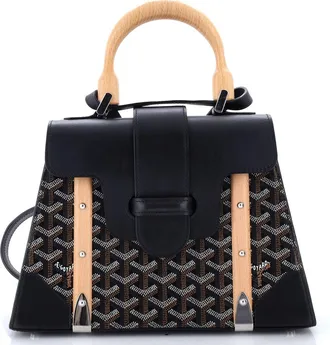 Goyard Saigon Top Handle Bag Coated Canvas with Leather PM