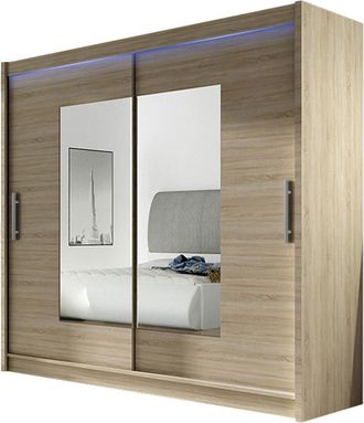 Mirjan24 Armario Closico 106, Roble Sonoma, 215x180x58cm, Puertas De Armario: Correderas, N&uacute;mero De Estantes: 5, Led