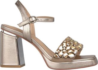 Alma En Pena Front Rhinestone Sandal - Dames - Sandalen met hakken - Bruin - 40 EU - Leer - Schoenen