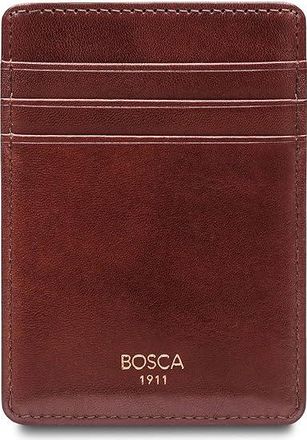 Bosca Old Leather Collection - Deluxe Front Pocket Mens Wallet Bi-fold Mens Wallet Dark Brown Leather