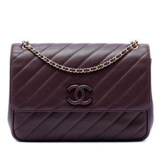 Chanel Pre-owned Flap Bag - Dames - Pre-owned - Paars - Maat: ONE Size Leer