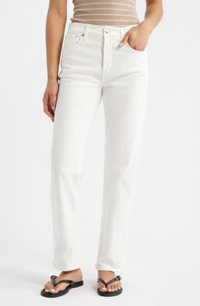 Madewell Longline Straight Leg Jeans in Tile White at Nordstrom, Size 25 X Tall