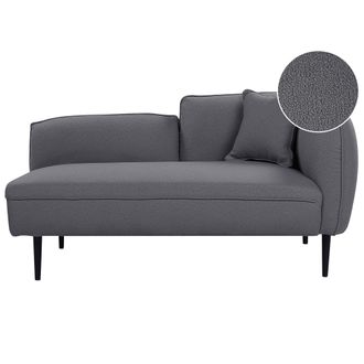 Beliani Beliani - Chaise Longue Boucl&eacute; Derecho Con Coj&iacute;n Patas De Metal Gris Oscuro Chevannes