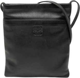 Loewe Pre-owned Cross Body Bags, female, Black, Size: ONE SIZE Pre-owned Anagram Leather Shoulder Bag