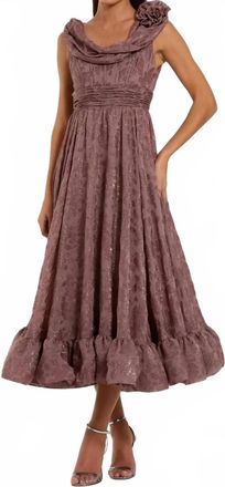 Mac Duggal Sleeveless Cowl Neck Chiffon Midi Dress In Mauve
