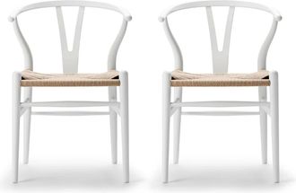 Carl Hansen & S&oslash;n CH24 Wishbone Chair, Buche soft white / Naturgeflecht (2er-Set)