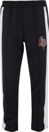 Just Cavalli Black Stretch Nylon Track Pants With Logo Print