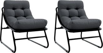 vidaXL Garden Furniture with Cushion 2 pcs Black 60.5 x 81 x 71 cm vidaXL