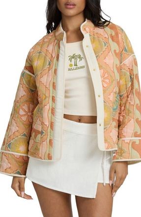 Billabong Folk Story Abstract Oversize Quilted Jacket in Sand at Nordstrom, Size X-Small