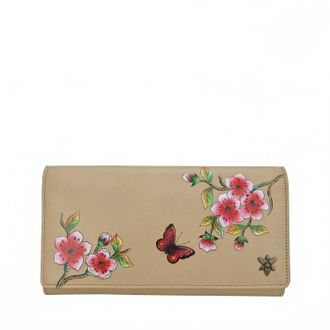 Anuschka Womens Three Fold Wallet In Flower Garden Almond