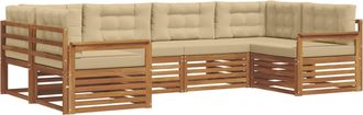 vidaXL Conjunto De Sof&aacute;s De Exterior 6 Uds. Natural Y Beige Vidaxl