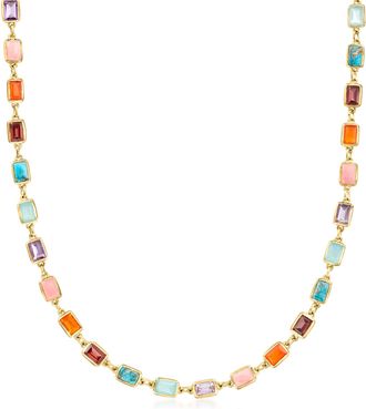 Ross-Simons Multi-Gemstone Necklace in 18kt Gold Over Sterling
