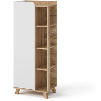 Vicco Mobiletto bagno Karen, Sonoma/Bianco, 50 x 128 cm con anta e vani a giorno