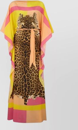 Roberto Cavalli knee length dress kimono sleeves belted waist