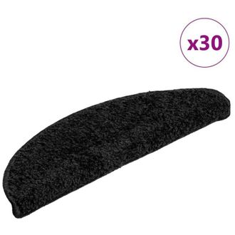 vidaXL Alfombrillas Para Escaleras 30 Unidades 56x17x3 Cm Negro Semicircular Vidaxl
