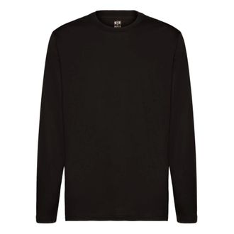 Boggi Milano Tops, Heren, Zwart, S, Katoen, Lange mouwen Pima katoenen jersey T-shirt