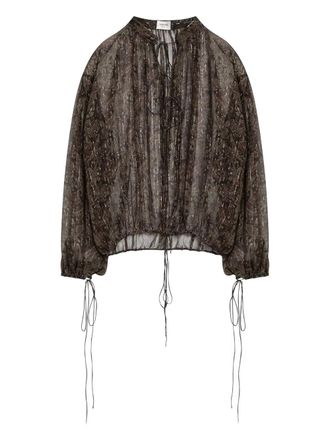 Saint Laurent Blouse met paisley-print en trekkoord - Groen