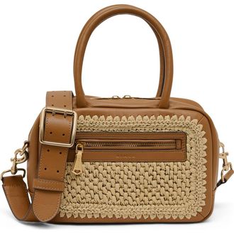 Aim&eacute;e Medium Ritual Leather Satchel in Raffia Latte at Nordstrom