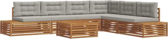 vidaXL 8 Uds. Conjunto De Sof&aacute;s De Exterior Gris Natural Y Claro Vidaxl