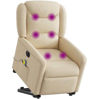 vidaXL Vidaxl - Sill&oacute;n De Masaje El&eacute;ctrico Reclinable Elevable Tela Crema