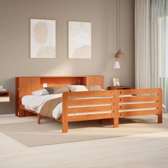 vidaXL Vidaxl - Cama Sin Colch&oacute;n Madera Maciza De Pino Marr&oacute;n Cera 180x200 Cm