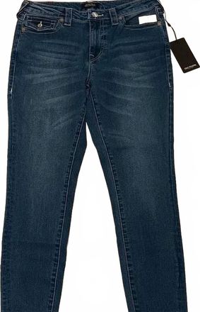 True Religion Mens Jeannie Curvy Mid-Rise Flap Super Skinny In Blue