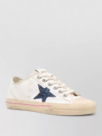 Golden Goose low sneakers round toe glitter star nylon