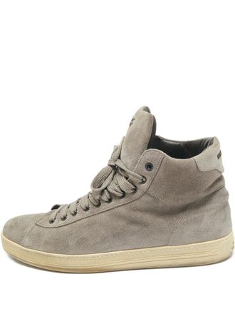 Tom Ford Russell high-top lace-up sneakers - men - Calf Suede/Rubber/Calf Leather - 45 - Grey