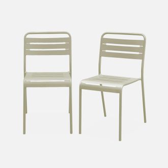 Sweeek Sweeek - Silla De Jard&iacute;n De Acero, Set De 2, Amelia, Beige, 44x52x79 Cm