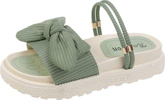 Generic Cocila Walking Sandals For Women Uk Bow Decor Flatform Slingback Casual Open Toe Roman Platform Slippers Green, 5 Gold Size 5 Bunion Narrow Fit Widefi