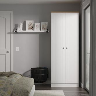 Welcome Furniture Tutbury Ready Assembled 2 Door Wardrobe in White Ash & Bardolino Oak - Welcome Furniture | TJ Hughes