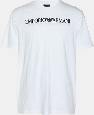 Emporio Armani White Cotton Logo Crew Neck T-Shirt