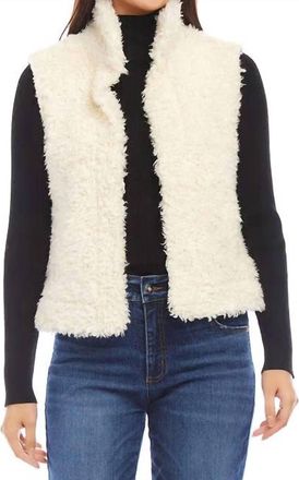 Karen Kane Cordelia Faux Shearling Vest In Cream