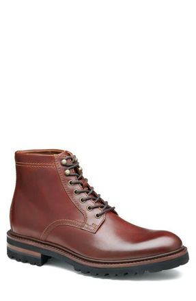 Johnston & Murphy Dudley Plain Toe Lug Boot in Mahogany Full Grain at Nordstrom, Size 11.5