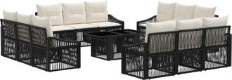 vidaXL Conjunto De Sof&aacute;s De Jard&iacute;n 13 Uds. Negro Y Blanco Crema Vidaxl