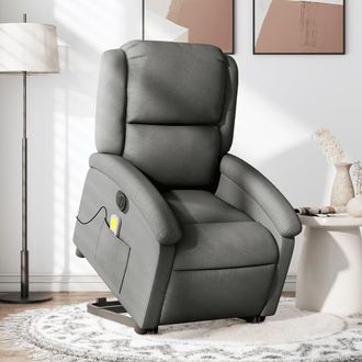 vidaXL Vidaxl - Sill&oacute;n De Masaje El&eacute;ctrico Reclinable Elevable Tela Gris Oscuro