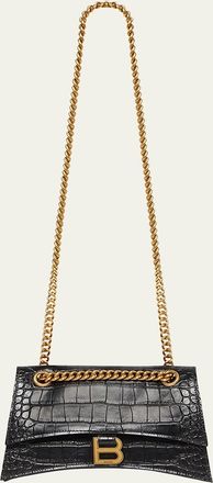 Balenciaga Crush Croc-Embossed Small Shoulder Bag