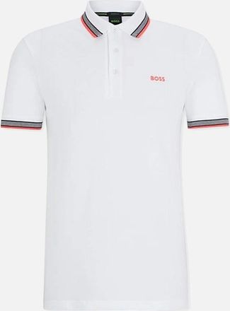 HUGO BOSS Mens Mens White Boss Paddy Piqué Polo Shirt - Size: 38
