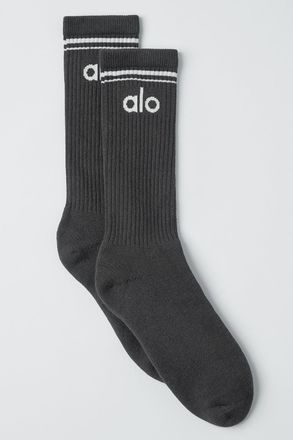 Alo | Throwback Socks in Anthracite/White Grey, Size: Medium