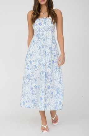 Blu Pepper Floral Sleeveless Midi Dress in Light Blue Multi at Nordstrom Rack, Size Medium