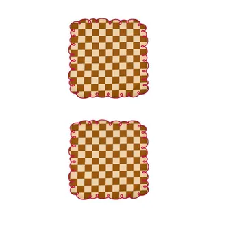 BITOSSI HOME Set of 2 Napkins 45x45 Beige/maroon Edge Fuchsia