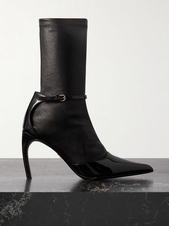 Ferragamo Stivaletti In Vernice E Pelle Liscia Britt - Nero