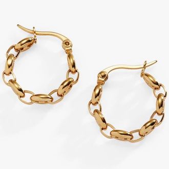 Alex and Ani Frozen Mariner Chain Hoop Earrings in Gold at Nordstrom