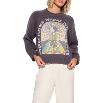 Spiritual Gangster Energy Flow Seek Cotton & Cashmere Sweater in Vintage Black at Nordstrom, Size X-Large