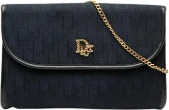Dior Pre-owned Clutches, female, Blue, Size: ONE SIZE Pre-owned Canvas Crossbody Bag
