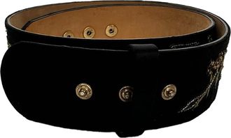 Alexander McQueen Alexander McQueen Pre-owned Womens Embellished Belt in Black Suede - One Size