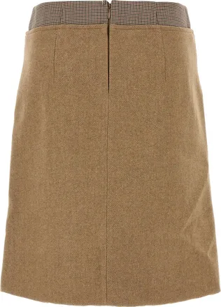 Sportmax Wool-Blend Pleated Skirt - Beige